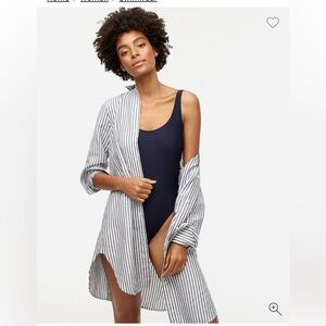 J. Crew Classic Fit Beach Shirt In Striped Linen Cotton Blend Tunic Lagenlook S